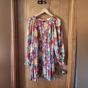 Sezane Pleated Mini Shift Dress